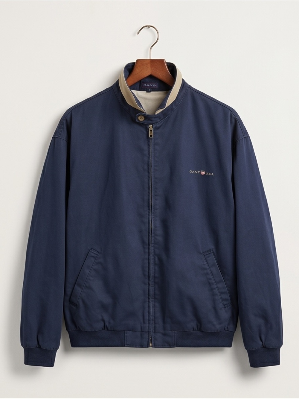 GANT Men's Navy Bomber Jacket with Contrast Collar